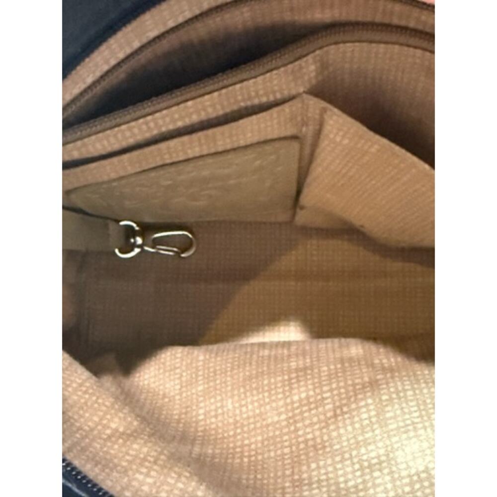 Brighton woven straw & blue leather crossbody bag*decorative silver plaque - Picture 5 of 7